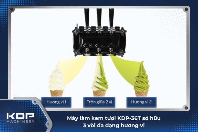 KDP-36T cấu tạo 3 vòi kem với hương vị đa dạng 