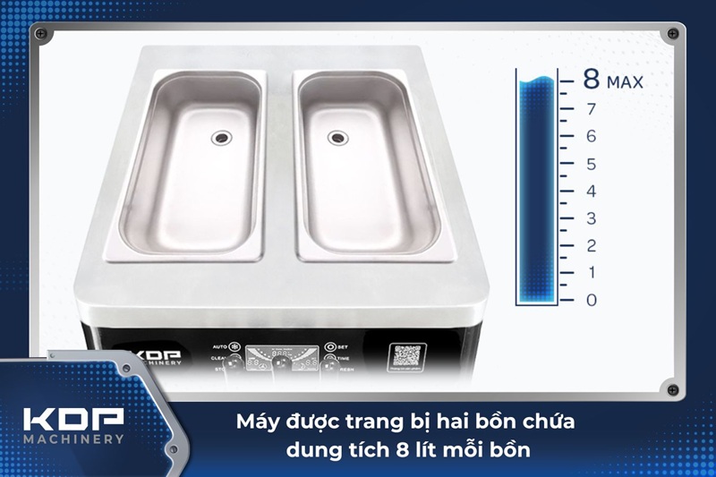 Máy làm kem tươi KDP-28 14 Máy được trang bị hai bồn chứa dung tích 8 lít mỗi bồn
