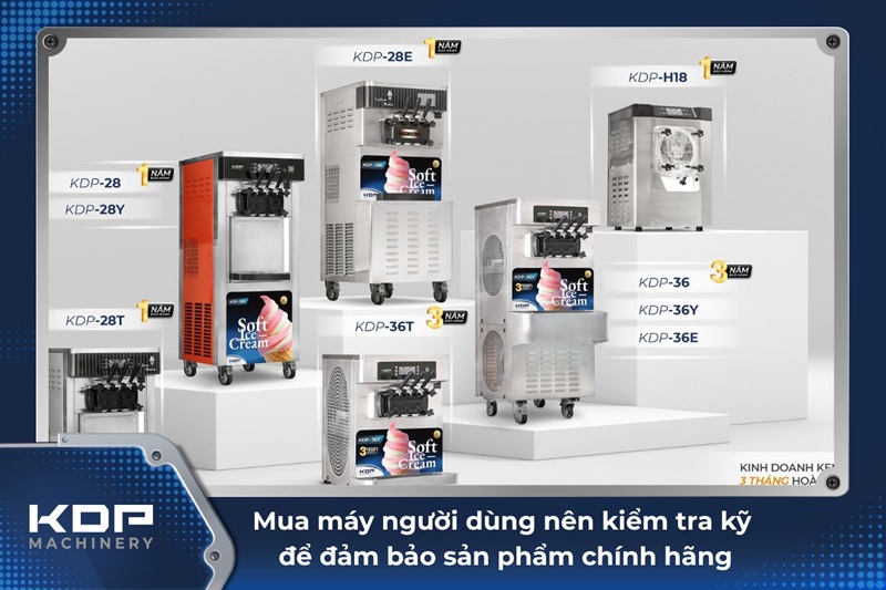Máy làm kem tươi KDP-28 15 Khi mua máy người dùng nên kiểm tra kỹ để đảm bảo sản phẩm chính hãng