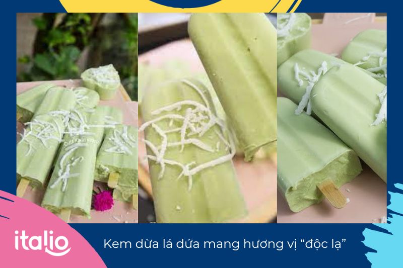 cách làm kem dừa không cần máy vị lá dứa chia sẻ bởi Italio