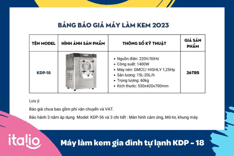 Máy làm kem gia đình tự làm lạnh KDP-18