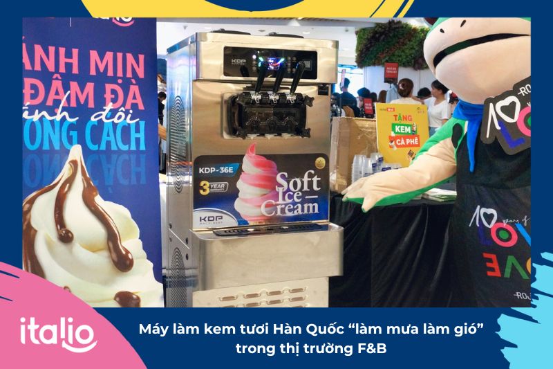Máy làm kem tươi Hàn Quốc đang “làm mưa làm gió” trong cộng đồng F&B nhờ thiết kế đẹp, vận hành êm ái và khả năng cho ra những mẻ kem mịn màng