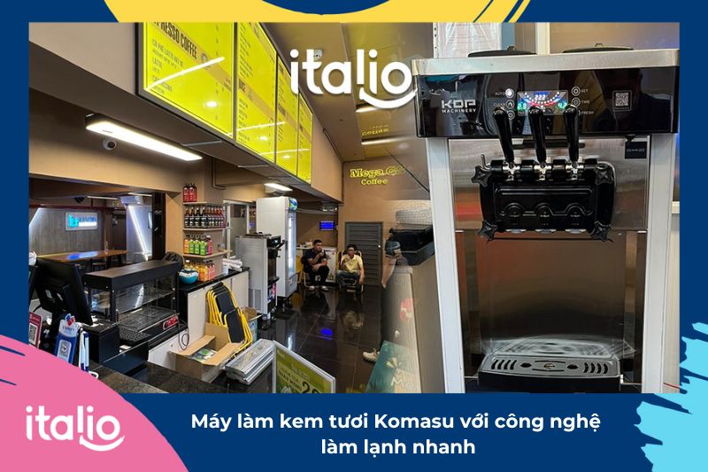 Máy làm kem tươi Komasu​ với công nghệ Inverter giúp tiết kiệm điện năng và làm lạnh nhanh chóng hơn