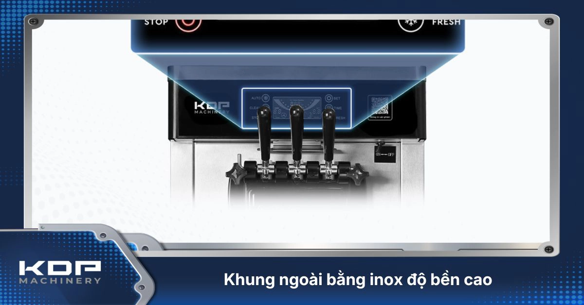 Vật liệu hoàn thiện máy làm kem bên ngoài từ thép 304 cao cấp